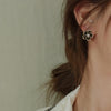 2022 Elegant Black Flower Pendant Pearl Earrings Korean Jewelry Party Girl's Sweet Accessories For Woman's Earrings