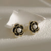 2022 Elegant Black Flower Pendant Pearl Earrings Korean Jewelry Party Girl's Sweet Accessories For Woman's Earrings