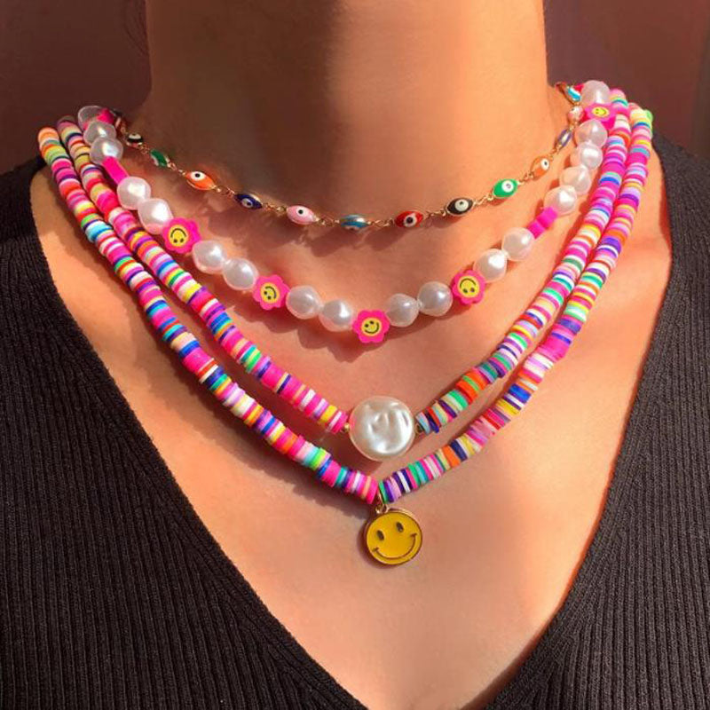 2022 Soft Pottery Choker Necklace For Women Bohemian Adjustable Colorful Clay Collar Necklaces Egirl Gift