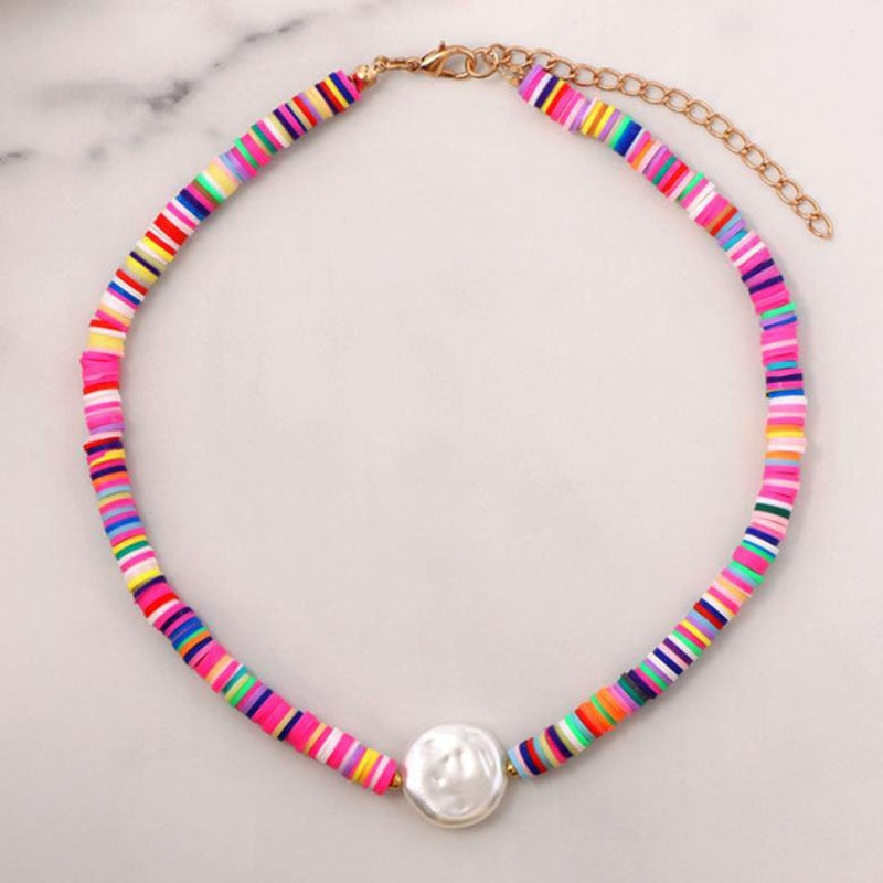 2022 Soft Pottery Choker Necklace For Women Bohemian Adjustable Colorful Clay Collar Necklaces Egirl Gift
