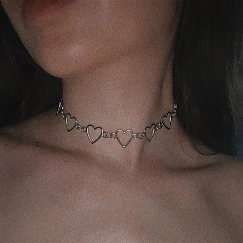 2022 Goth Hollow Butterfly Choker Necklace Statement Girlfriend Gift Cute Bicolor Chain Clavicle Necklace Jewelry For Women