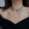 2022 Goth Hollow Butterfly Choker Necklace Statement Girlfriend Gift Cute Bicolor Chain Clavicle Necklace Jewelry For Women