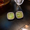 2022 Party  Green Crystal Micro Set Zircon Square Earrings High sense Accessories for Korean Jewelry Women‘s