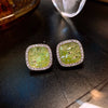 2022 Party  Green Crystal Micro Set Zircon Square Earrings High sense Accessories for Korean Jewelry Women‘s