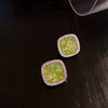 2022 Party  Green Crystal Micro Set Zircon Square Earrings High sense Accessories for Korean Jewelry Women‘s