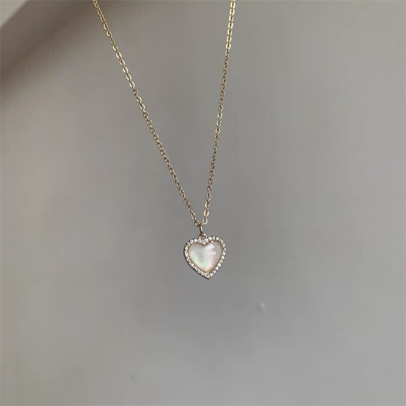 2022 Trend Love Heart Shell Necklace for Women Mnimalist Clavicle Chain Choker Wedding Party Aesthetic Jewelry