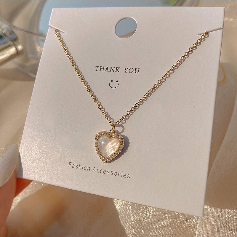 2022 Trend Love Heart Shell Necklace for Women Mnimalist Clavicle Chain Choker Wedding Party Aesthetic Jewelry