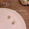 2022  White Flower Cluster FlowerDesign Basket Pendant Dangle Earrings Elegant Accessories For Womens Korean Jewelry
