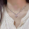 2022 Punk Pink Love Heart Pendant Short Necklaces for Women Goth Vintage Charm Choker Necklace Y2K Jewelry 90s Gifts