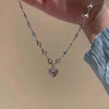 2022 Punk Pink Love Heart Pendant Short Necklaces for Women Goth Vintage Charm Choker Necklace Y2K Jewelry 90s Gifts