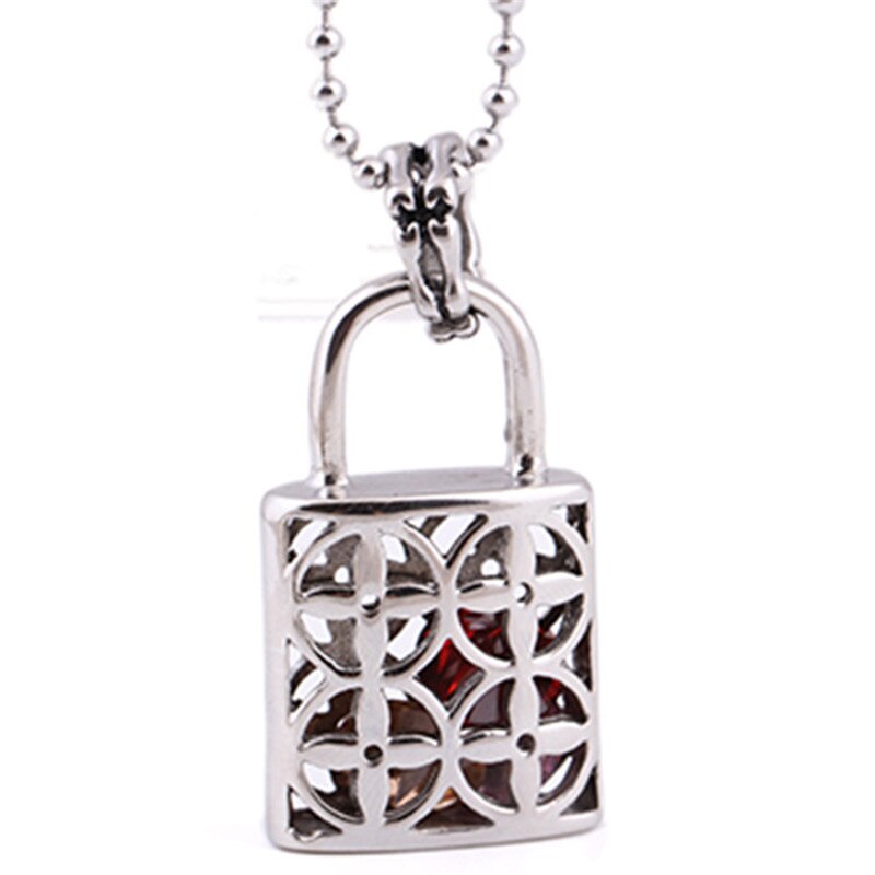 2022 Summer Titanium steel lock pendant necklace with Zircon Crystal from Swarovskis charm Fit Women and female