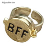 2022 Trend BFF Ring For Teen Cute Anime Aesthetic Couple Opening Ring For Woman Man Jewelry Close Friend Birthday Party Gift