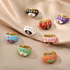 2023 Trend Colorful Rings For Women Bohemian Adjustable Open Evil Eye Ring Female Zircon Party Jewerly Couple Gift anillos mujer