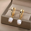 2023 Trend Irregular Pearl Earrings for Women Stainless Steel Baroque Simulated Pearl Stud Earings Couple Jewelry Christmas Gift