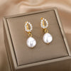 2023 Trend Irregular Pearl Earrings for Women Stainless Steel Baroque Simulated Pearl Stud Earings Couple Jewelry Christmas Gift