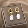 2023 Trend Irregular Pearl Earrings for Women Stainless Steel Baroque Simulated Pearl Stud Earings Couple Jewelry Christmas Gift