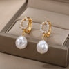 2023 Trend Irregular Pearl Earrings for Women Stainless Steel Baroque Simulated Pearl Stud Earings Couple Jewelry Christmas Gift