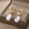 2023 Trend Irregular Pearl Earrings for Women Stainless Steel Baroque Simulated Pearl Stud Earings Couple Jewelry Christmas Gift