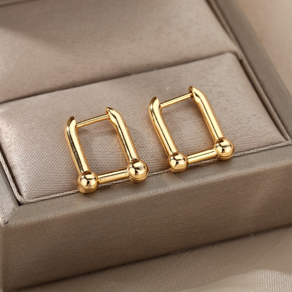 2023 Trend Pin Stud Earrings For Women Girls Korean Stainless Steel Female Gold Earring Couple Jewelry Gift bijoux femme