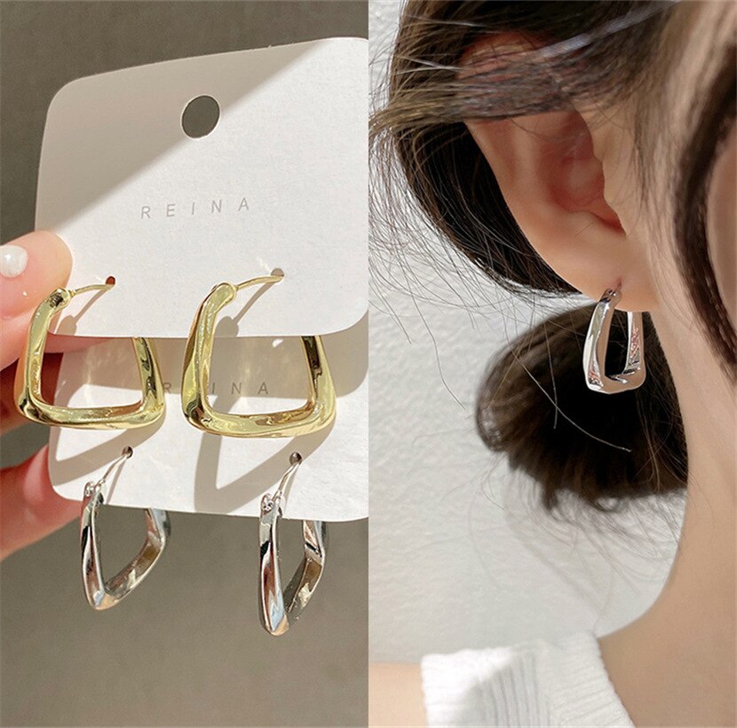 2023 Trend Resin Hoop Earrings For Women Girls Korean Gold Color Couple Cute Earring Party Jewelry Gift brincos femme