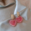 2022 Trend Sweet Romantic Pink Heart-shaped Pendant Earring Korean Jewelry  Accessories For Women‘ Gift Party Girl