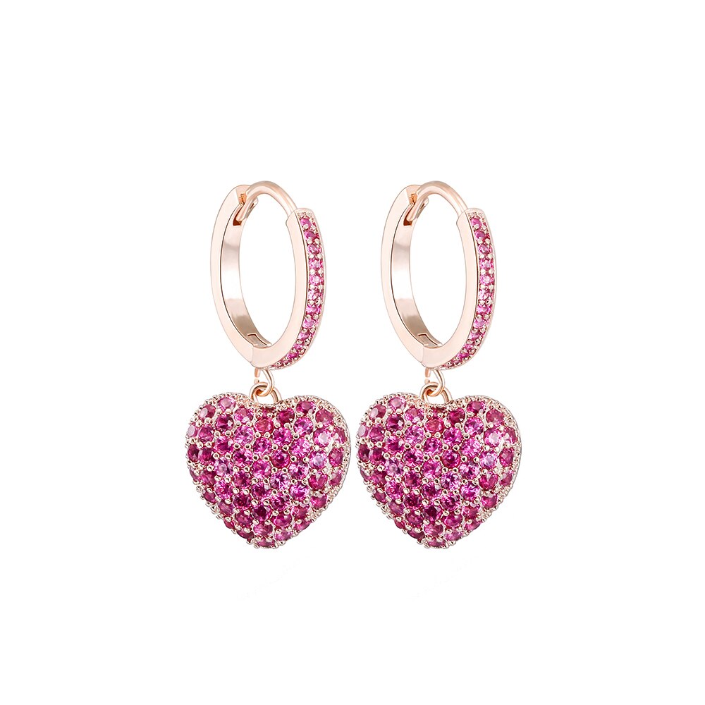 2022 Trend Sweet Romantic Pink Heart-shaped Pendant Earring Korean Jewelry  Accessories For Women‘ Gift Party Girl