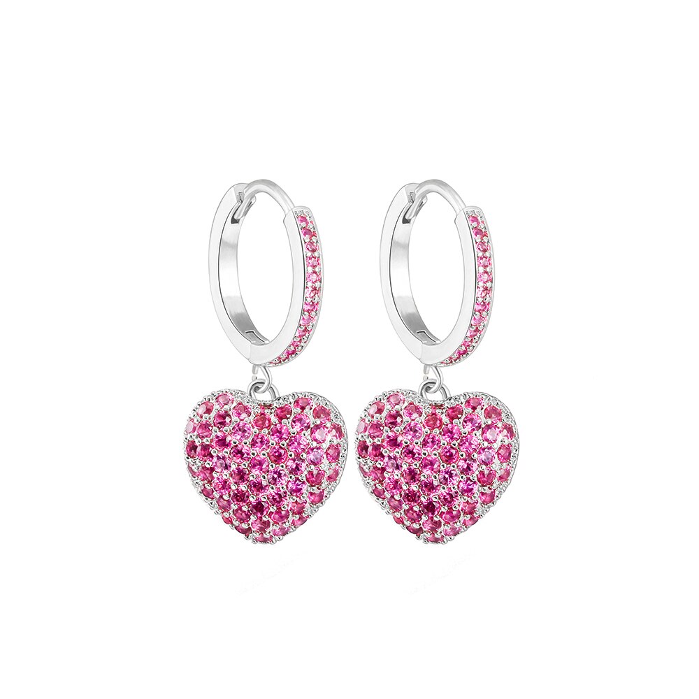 2022 Trend Sweet Romantic Pink Heart-shaped Pendant Earring Korean Jewelry  Accessories For Women‘ Gift Party Girl