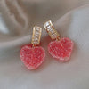 2022 Trend Sweet Romantic Pink Heart-shaped Pendant Earring Korean Jewelry  Accessories For Women‘ Gift Party Girl