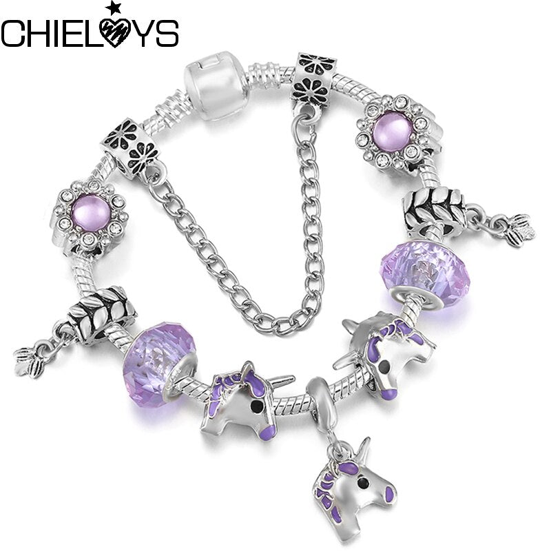 2022 Trendy Purple Unicron Beads Pendant Charm Bracelet  Brand Bracelet For Women Jewelry Kids Pulseras