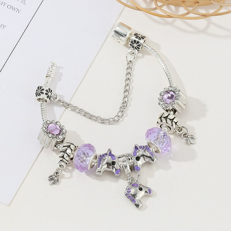 2022 Trendy Purple Unicron Beads Pendant Charm Bracelet  Brand Bracelet For Women Jewelry Kids Pulseras