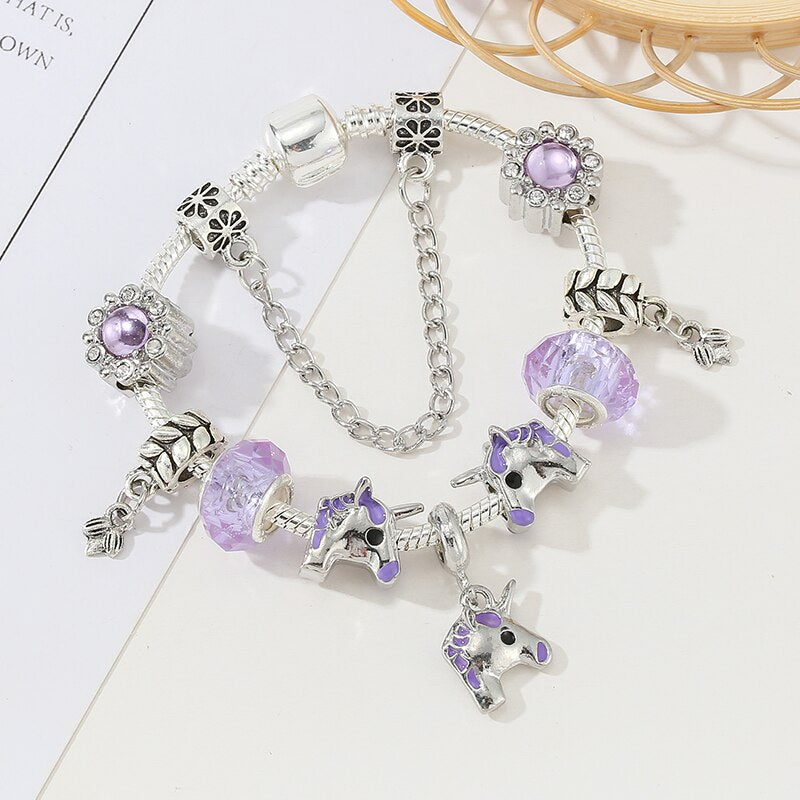 2022 Trendy Purple Unicron Beads Pendant Charm Bracelet  Brand Bracelet For Women Jewelry Kids Pulseras