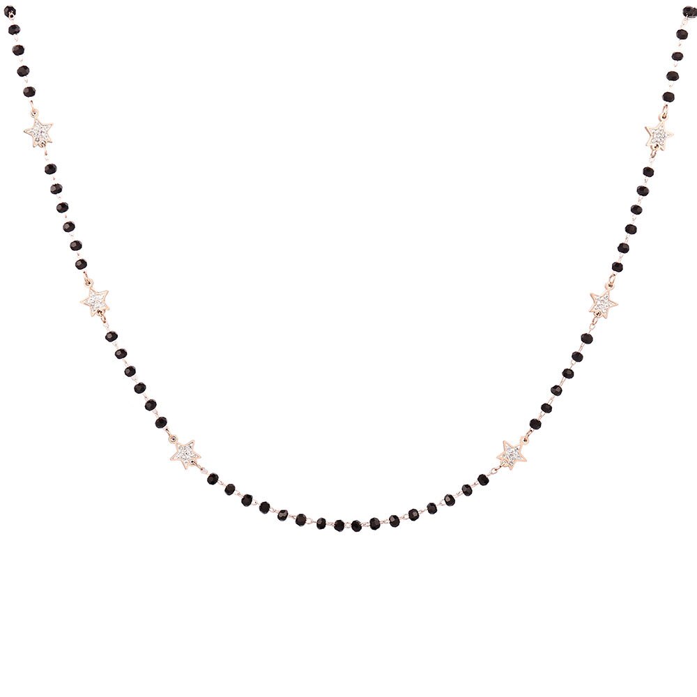 2022 Trendy Stainless Steel Strand Necklaces For Woman Gold Silver Color Crystal Little Star Black Beaded Chain Simple Jewelry