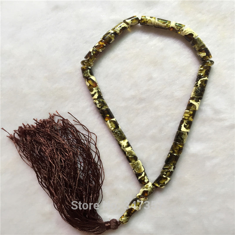 208 New Arrival Flower Color 6mm*8mm Mala Resin Stone Islamic 33 Beads Tasbih Allah Prayer Rosary Stone Prayer Beads