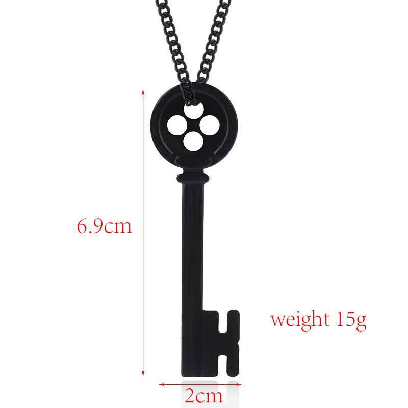 20Pcs/Lot Horror Movie Coraline Necklaces The Secret Door Black Button Key Skull Pendant Necklace Halloween Jewelry