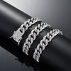 20mm Heavy 3 Row Crystal Miami Newest Box Clasp Cuban Link Chain Cubic Zircon Necklace Choker Bling Hip Hop Jewelry