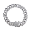 20mm Heavy 3 Row Crystal Miami Newest Box Clasp Cuban Link Chain Cubic Zircon Necklace Choker Bling Hip Hop Jewelry