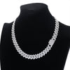 20mm Heavy 3 Row Crystal Miami Newest Box Clasp Cuban Link Chain Cubic Zircon Necklace Choker Bling Hip Hop Jewelry