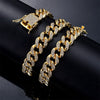 20mm Heavy 3 Row Crystal Miami Newest Box Clasp Cuban Link Chain Cubic Zircon Necklace Choker Bling Hip Hop Jewelry