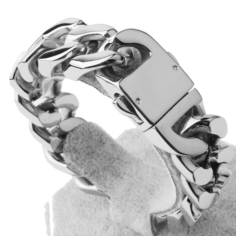 20mm Heavy Men's Bracelet Curb Cuban Link Silver Gold Black Color 316L Stainless Steel Wristband Male Jewelry