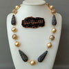 21" 16mm Yellow Sea Shell Pearl round Necklace black macarsite teardrop Pave Connector punk style for women
