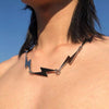 21European and American trend men and women party hip hop rock lightning design necklace male street clavicle chain