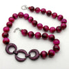 23'' 14MM Round Red Tiger's Eye Necklace CZ Pave Connector