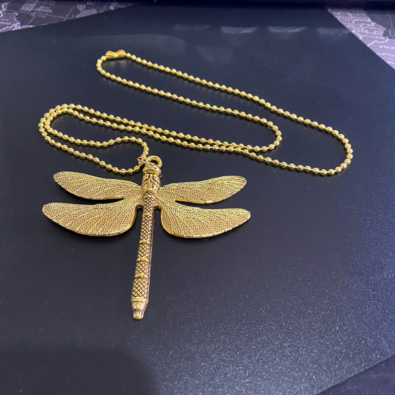 24'' Gold Large Dragonfly Pendant Long Chain Necklace Boho Long necklace Luck Butterfly Necklace Necklaces for Women