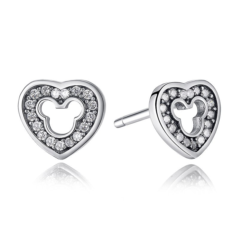24 Styles 925 Sterling Silver Bowknot Heart Cat Stud Earrings For Women Fashion Small Round Earrings Jewelry Brincos Bijoux Gift