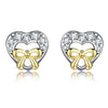 24 Styles 925 Sterling Silver Bowknot Heart Cat Stud Earrings For Women Fashion Small Round Earrings Jewelry Brincos Bijoux Gift