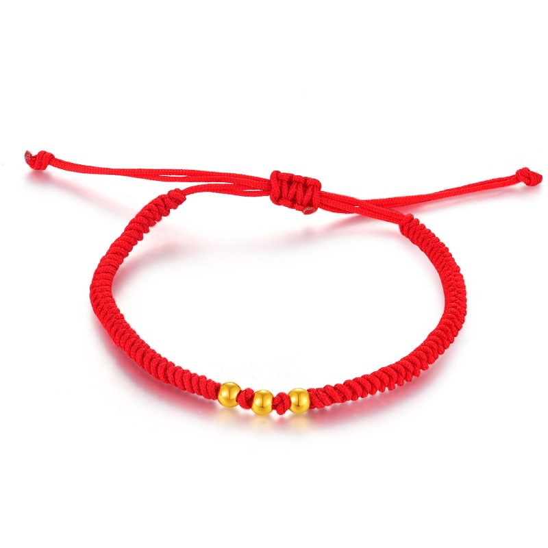 24K Pure Gold Bracelet Real 999 Solid Gold Bangle Red Rope DIY Scattered Beads Trendy Classic Fine Jewelry Hot Sell New 2020