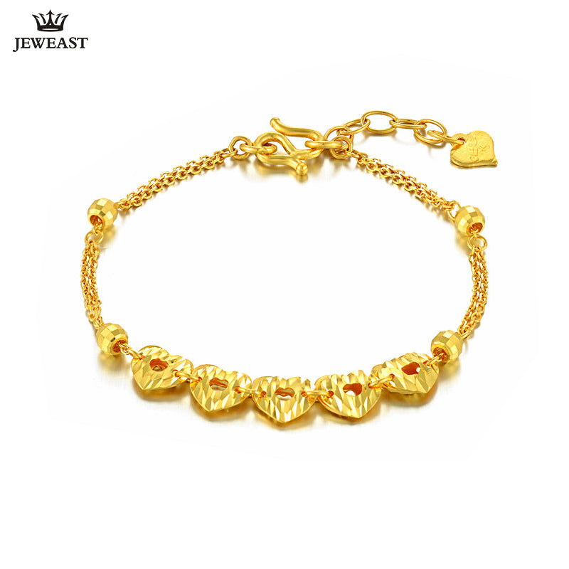 24K Pure Gold Bracelet Real 999 Solid Gold Bangle Romantic Beautiful Heart Trendy Classic Party Fine Jewelry Hot Sell New 2020