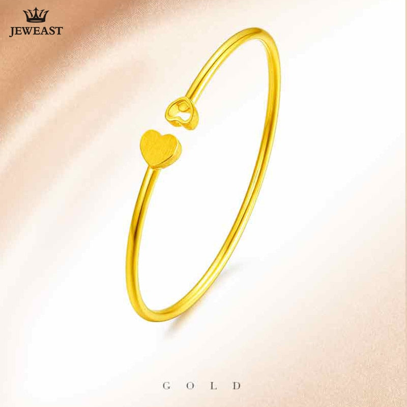 24K Pure Gold Bracelet Real 999 Solid Gold Bangle Simple Upscale Heart Elasticity Trendy Classic Fine Jewelry Hot Sell New 2020
