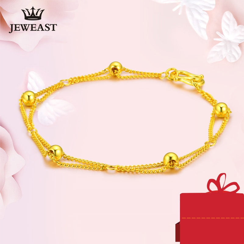 24K Pure Gold Bracelet Real 999 Solid Gold Bangle Women Lucky Bead Beautiful Trendy Classic Party Fine Jewelry Hot Sell New 2020
