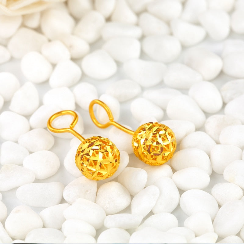 24K Pure Gold Earring Real AU 999 Solid Gold Earrings Exquisite Hollow Ball Upscale Trendy Party Fine Jewelry Hot Sell New 2020